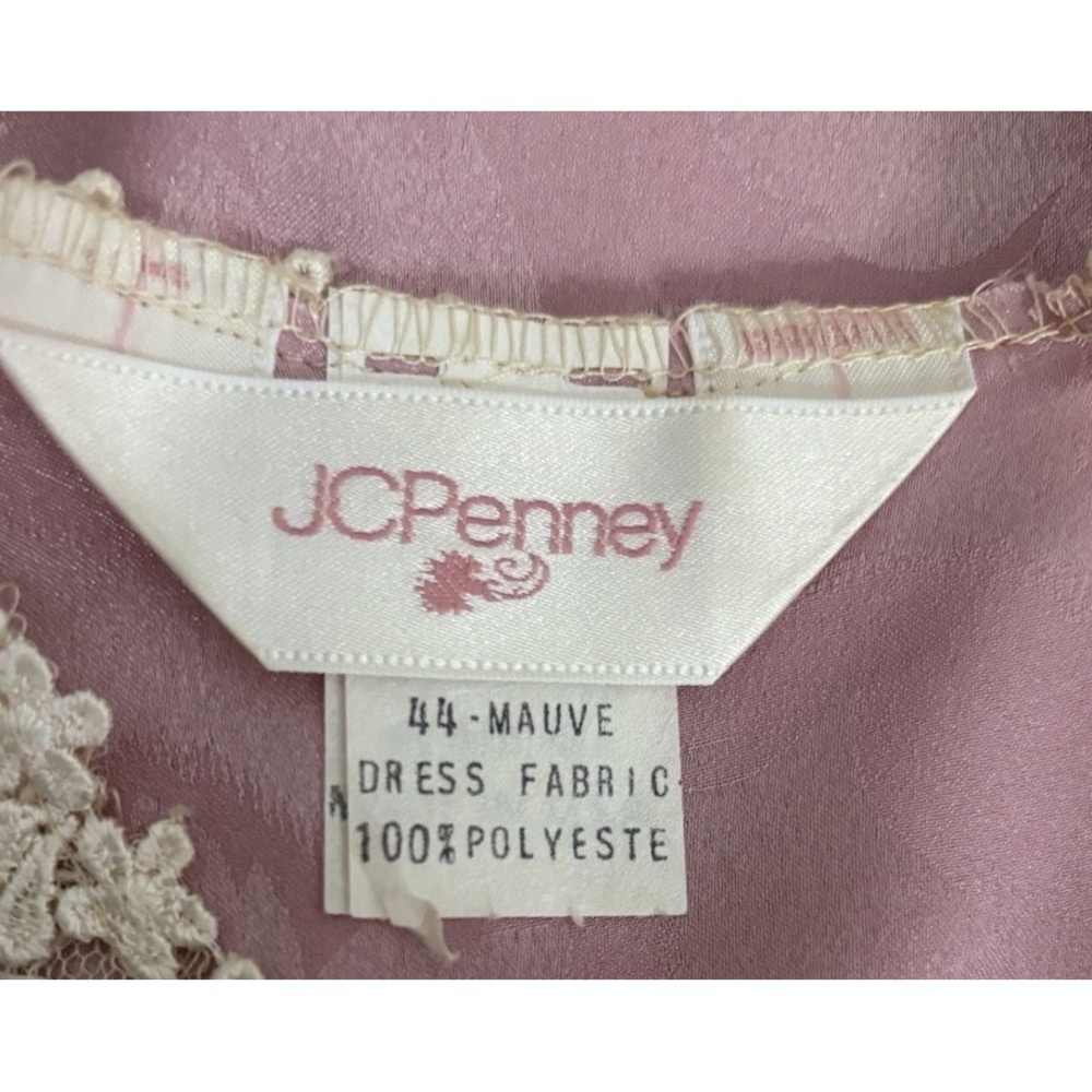 Vintage JC Penny 2 Piece Satin Mauve  Ivory Lace Skirt Set‎ Women's Size 10 - Picture 5 of 7